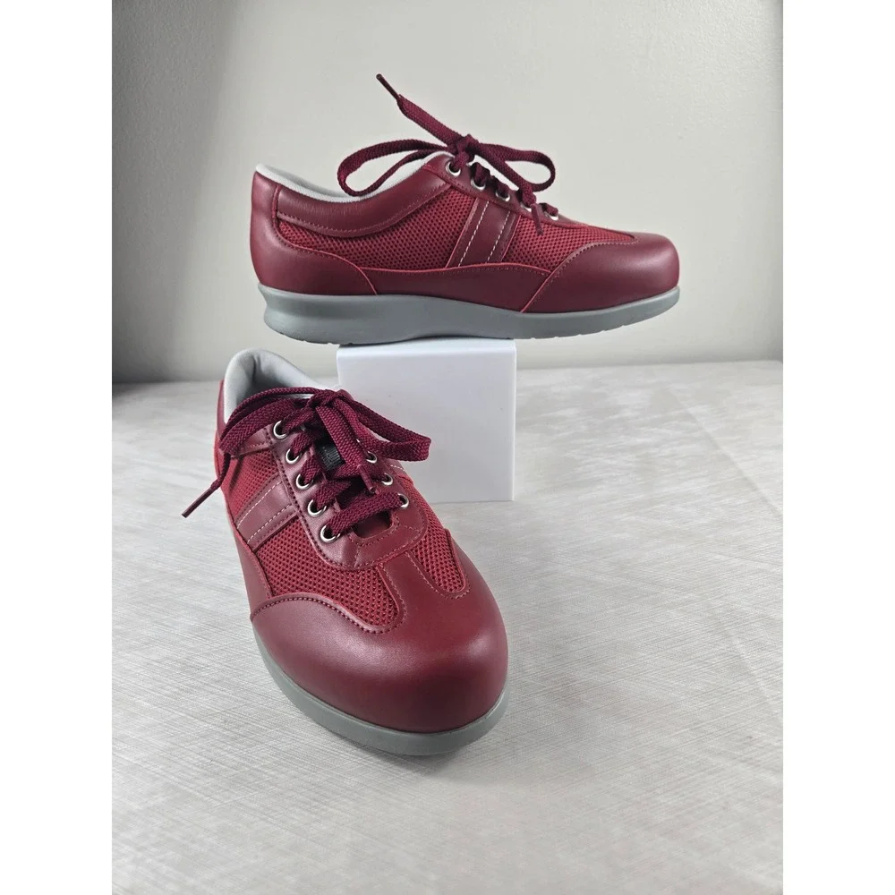 SAS Tour Mesh Womens 6 M Wine Burgundy Leather Walking Shoes Orthaheel Insole